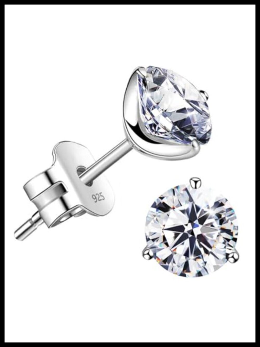 18K Gold Plated Silver Simulated Diamond Stud Earrings